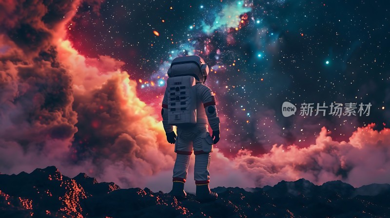 宇航员仰望星空探索宇宙奥秘