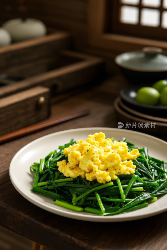 韭菜炒蛋中国传统经典美食中式家常美味食物