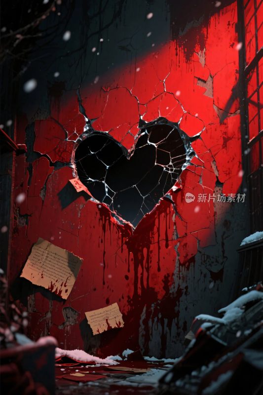 破碎心形破损场景