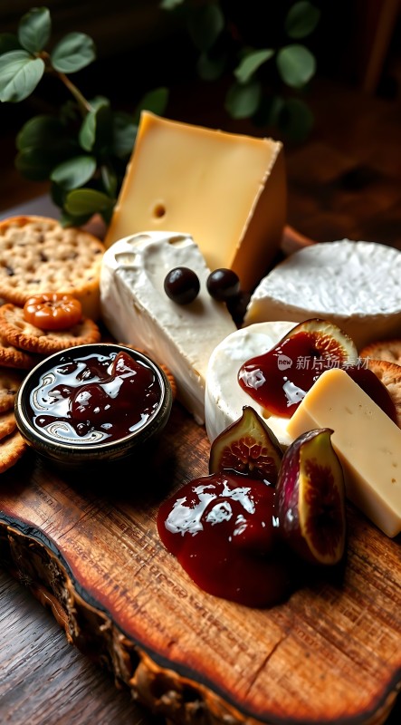 奶酪拼盘配果酱和饼干