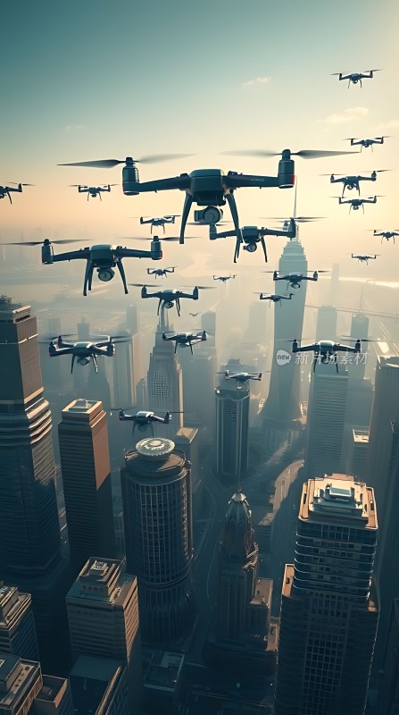 无人机编队飞越城市天际线