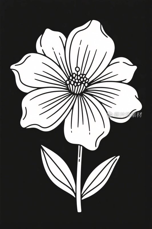 黑白花朵插画