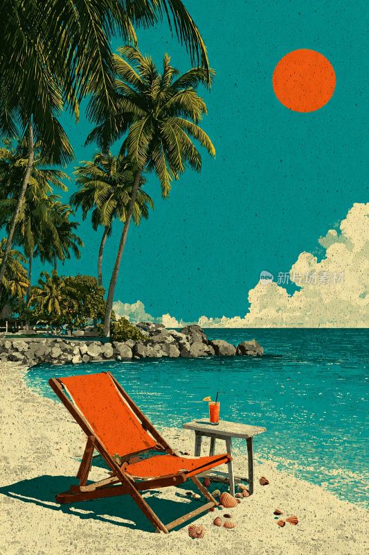 海边沙滩上的休闲场景