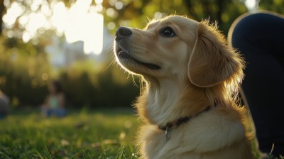 草地上的金毛犬