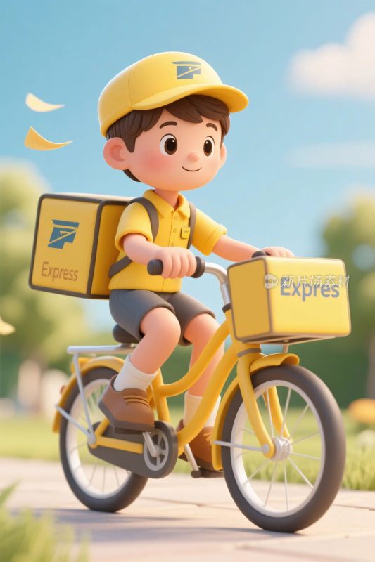 卡通快递员骑行