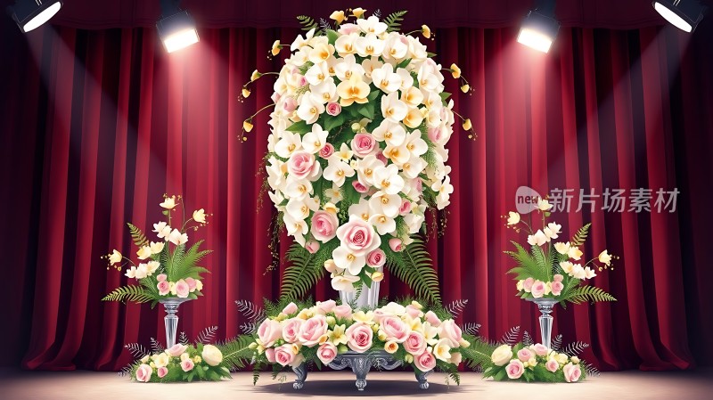 舞台上的华丽花艺展示