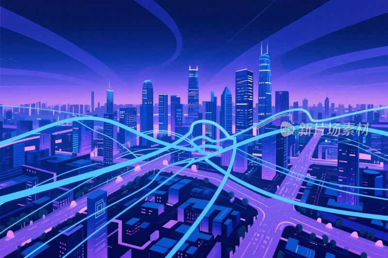 霓虹未来城市插画