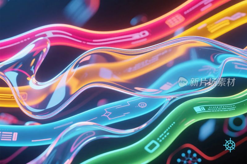 彩色霓虹曲线插画