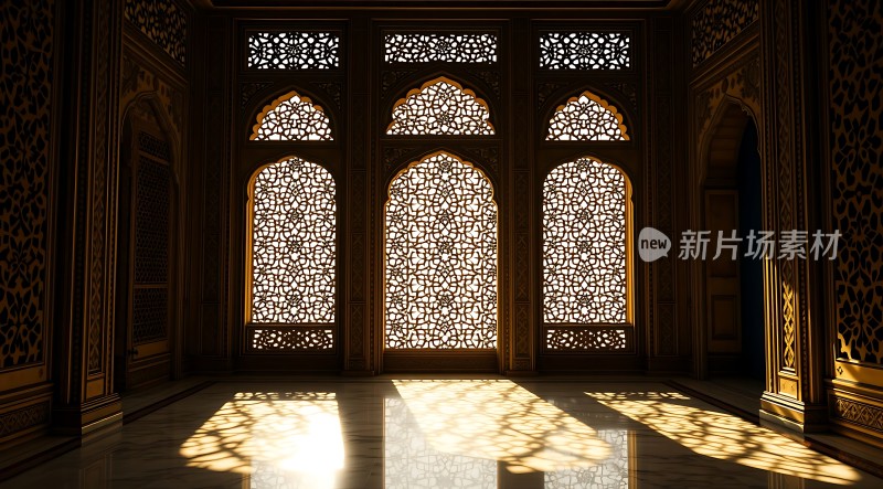 阳光下的精美镂空窗棂