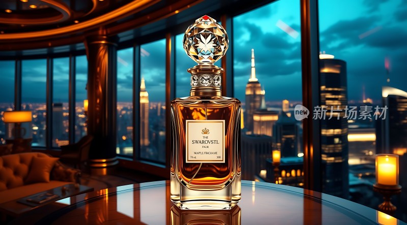施华洛世奇香水瓶奢华都市夜景