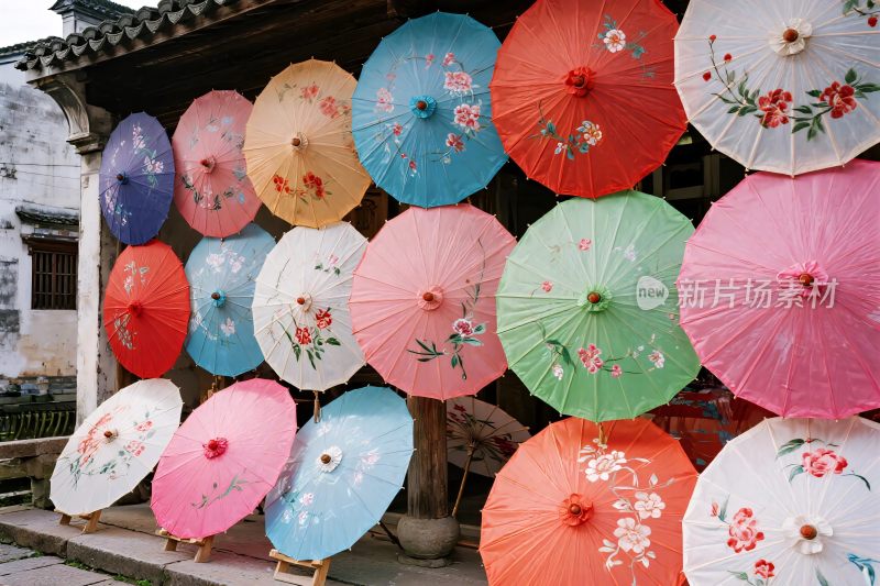 彩色油纸伞传统装饰
