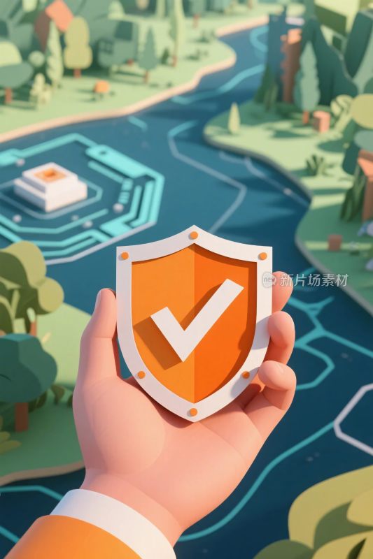 卡通安全盾牌插画