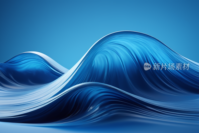 蓝色背景的波浪特写高清背景图片