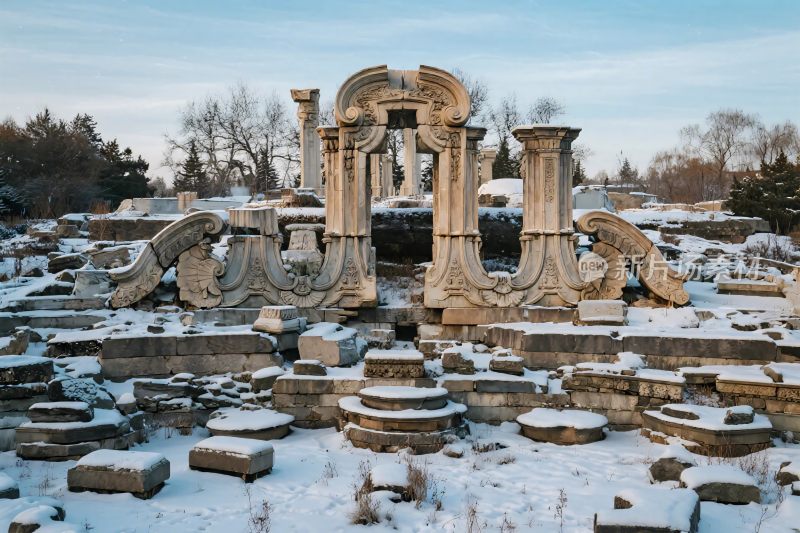 冬日古遗址遗迹图