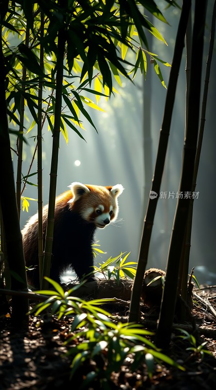 阳光下的红熊猫探出头