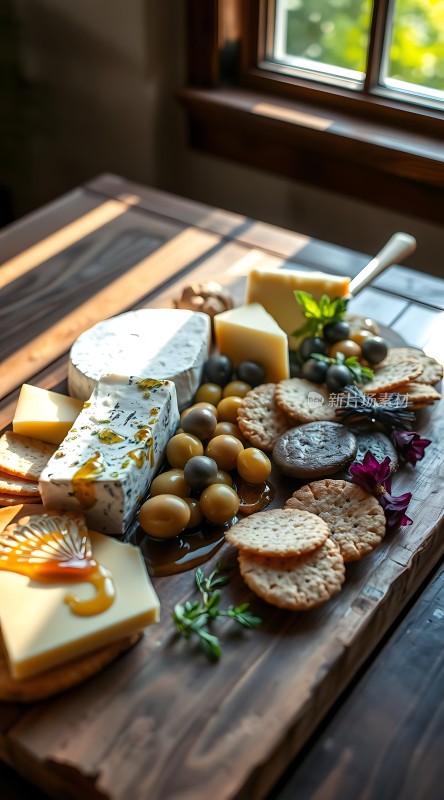 阳光下的奶酪拼盘