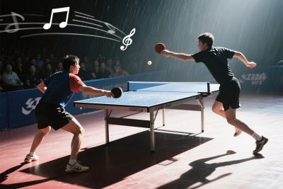 乒乓球竞技插画场景