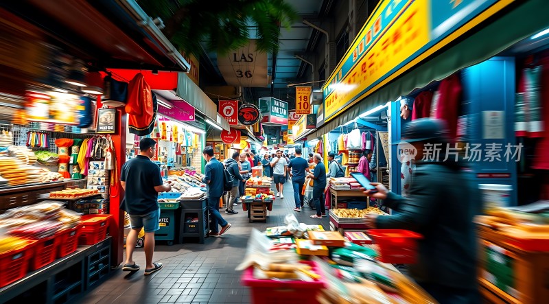 繁华市场热闹非凡琳琅满目商品人来人往