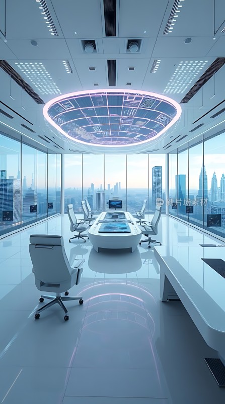 未来科技会议室全景视野智能办公环境