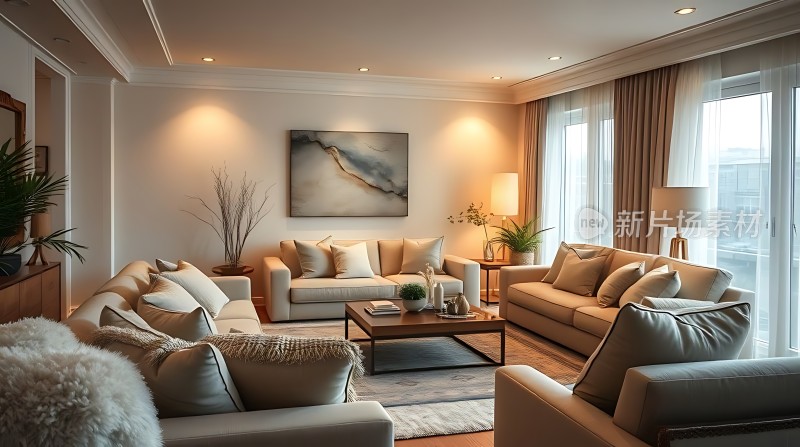 现代客厅温馨雅致舒适沙发与艺术装饰相得益彰