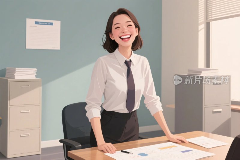 职场女性办公室插画
