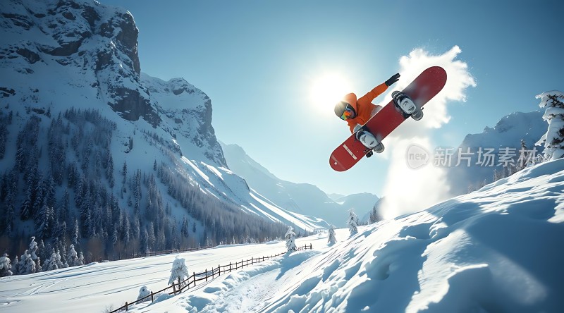 雪地飞跃极限滑雪挑战