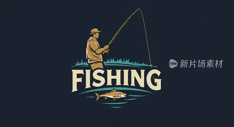 钓鱼标志插画