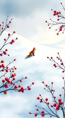 雪地红果小狐狸 雪地红果小狐狸