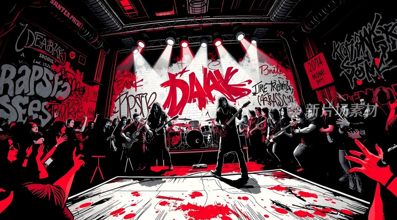 摇滚现场乐队演出观众热情高涨