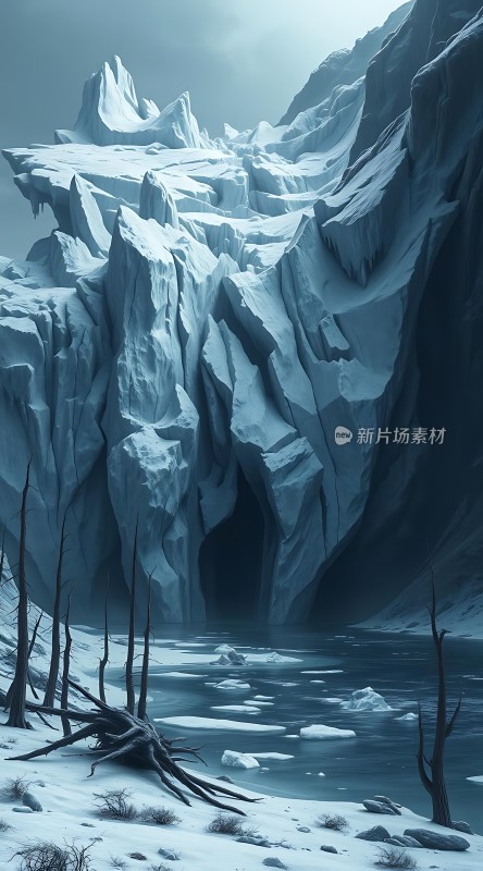 冰封绝境孤寂雪原