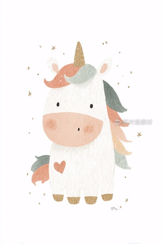 可爱卡通独角兽插画