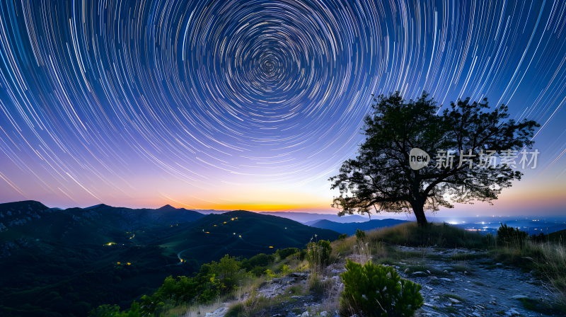 大自然夜晚星空延时摄影森林野外户外