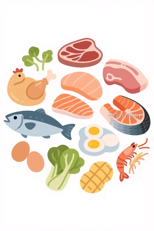 丰富的食材插画集合