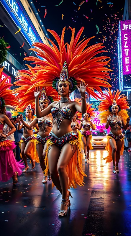 狂欢节上的火红舞者