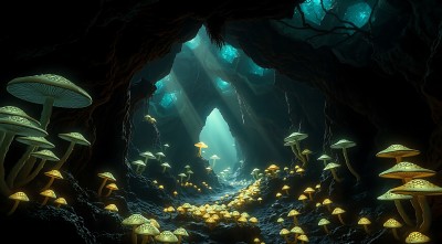神秘洞穴中的奇幻蘑菇世界