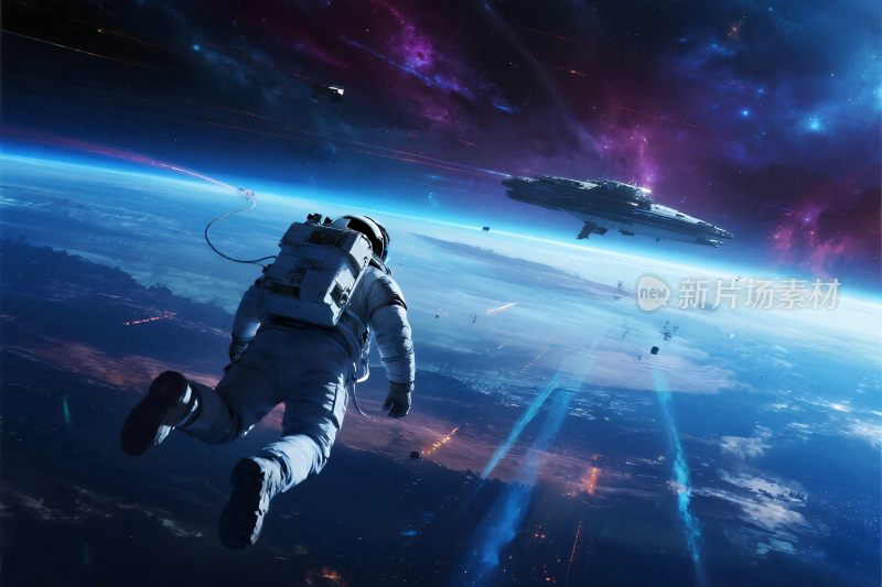 宇航员太空漫步场景