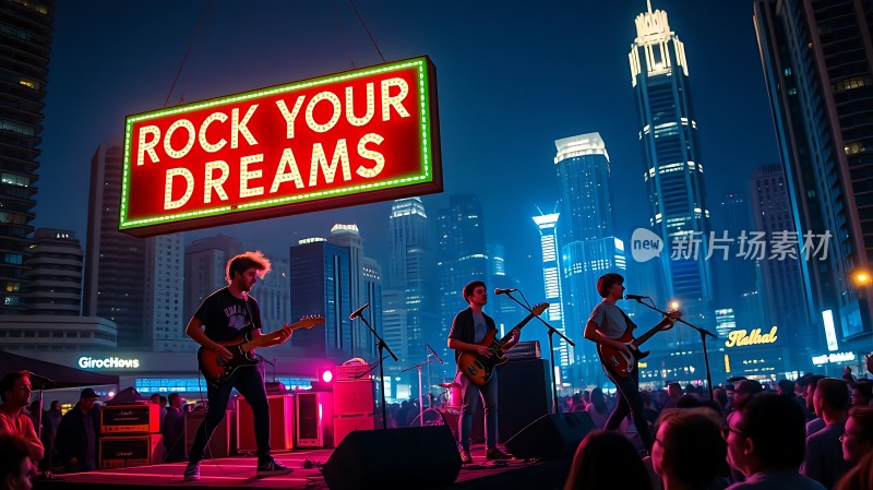 摇滚梦想城市舞台上的激情演出！