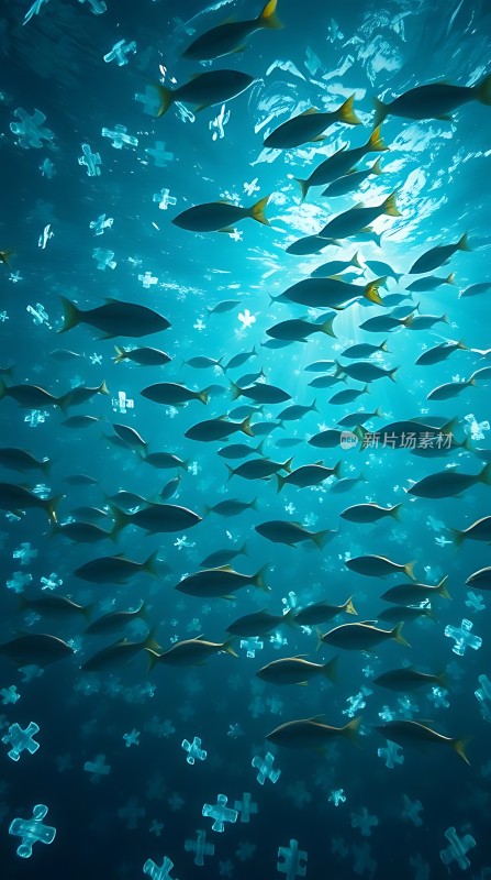 海洋之舞鱼群与气泡共舞