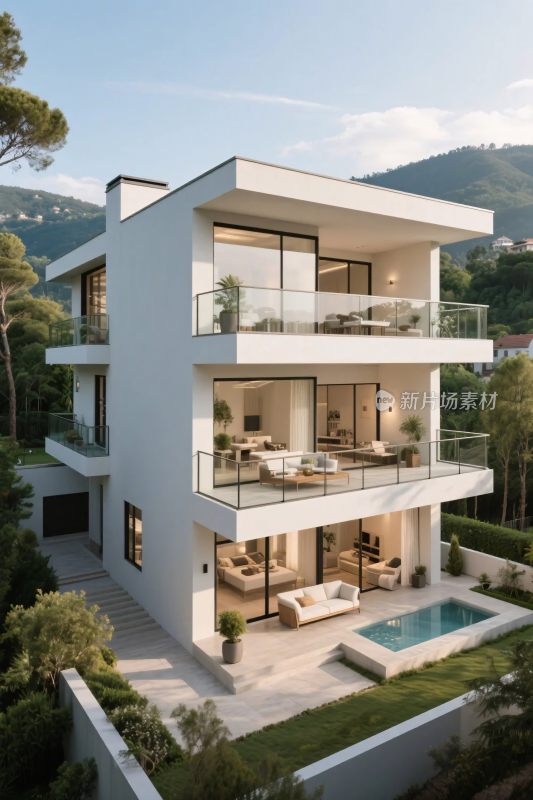 现代别墅建筑效果图