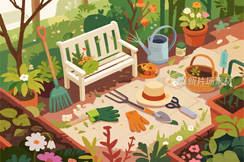 园艺场景插画