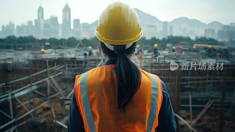 观察现场女建筑工人