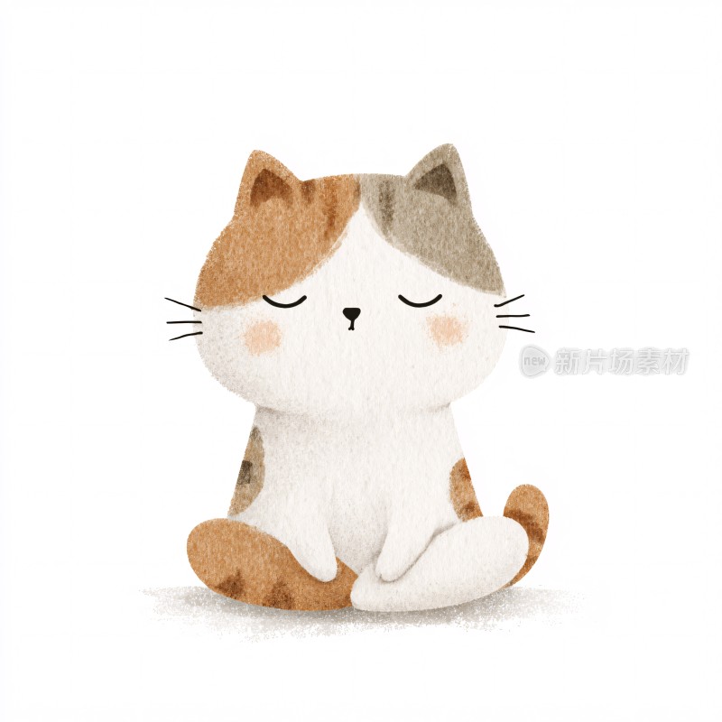 可爱三色猫咪插画