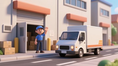 卡通快递员包裹物流配送上门