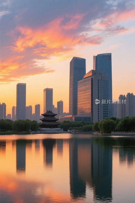 城市景观古建与现代建筑