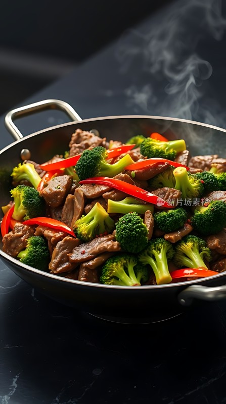 西兰花牛肉炒红椒