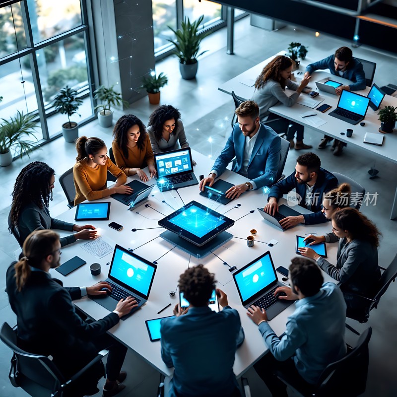 商务会议科技协作高效办公环境