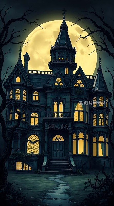 月下鬼影幢幢的神秘古宅