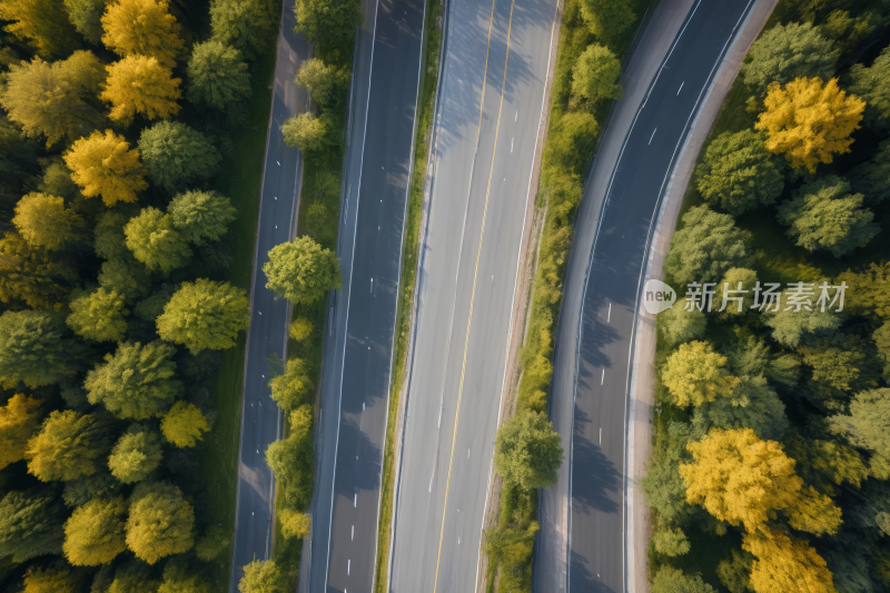 一条道路鸟瞰图道