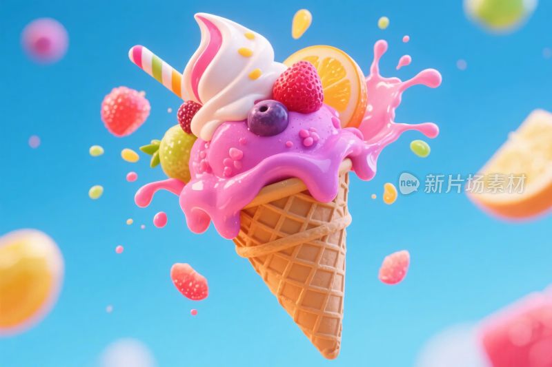 创意冰淇淋甜筒插画