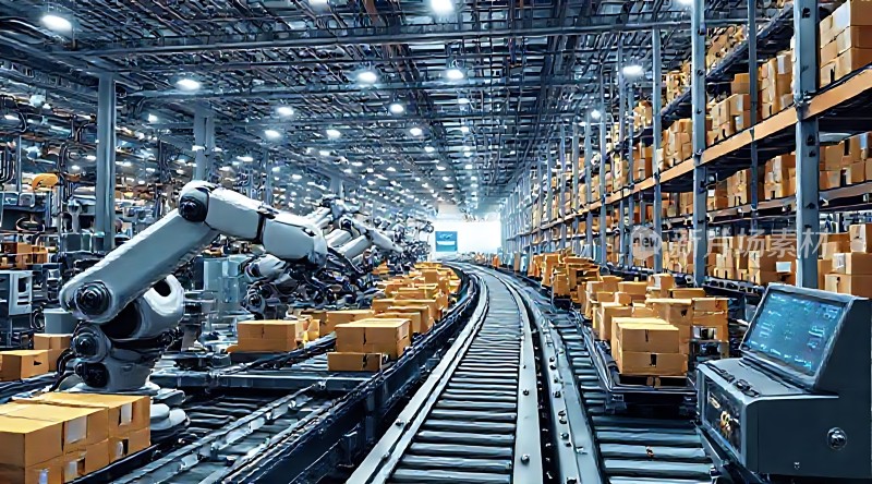 智能仓储物流中心自动化生产线机器人操作高效搬运货物